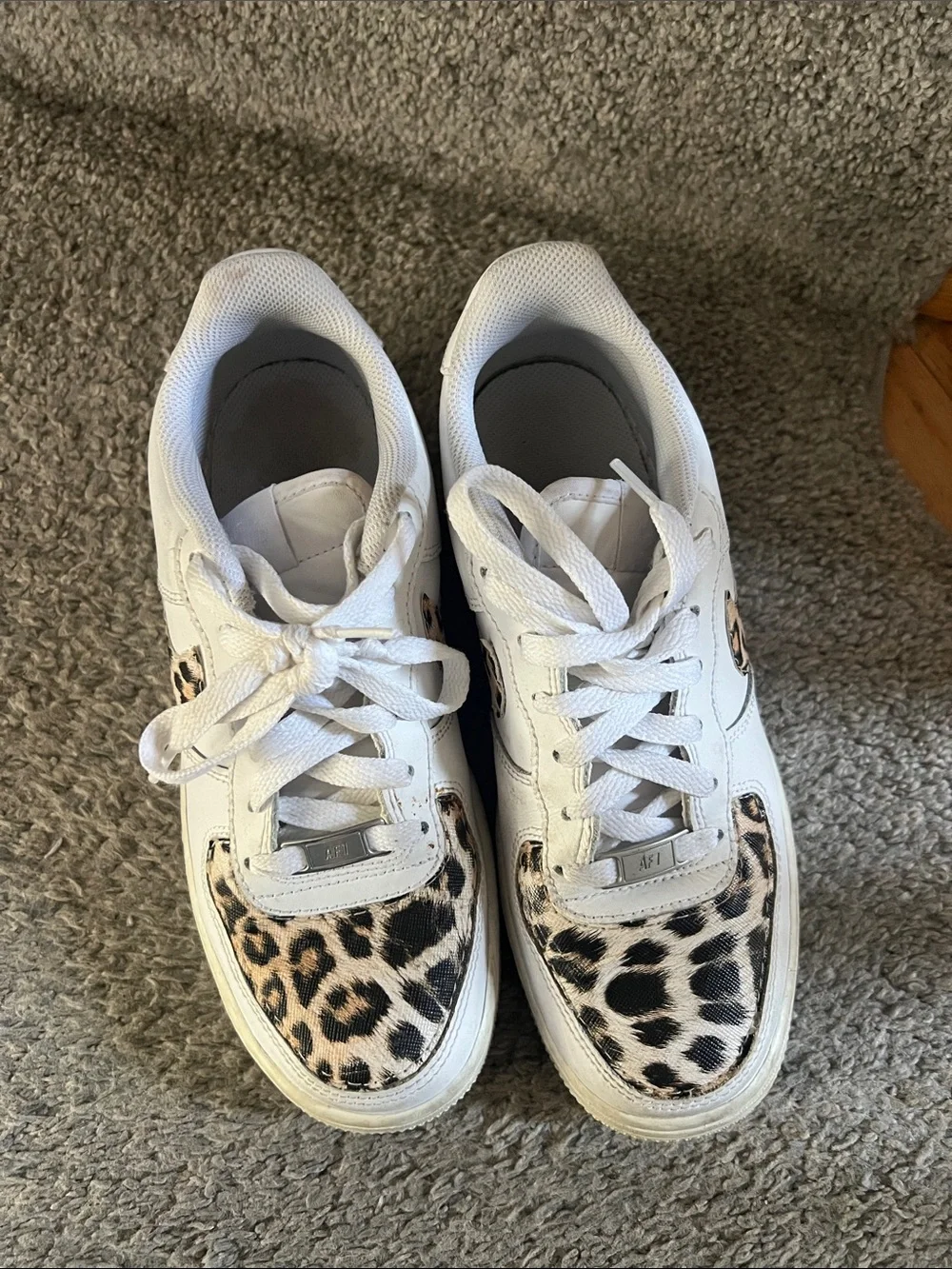 Nike AF1 Women's White Sneakers with Leopard Print Accents